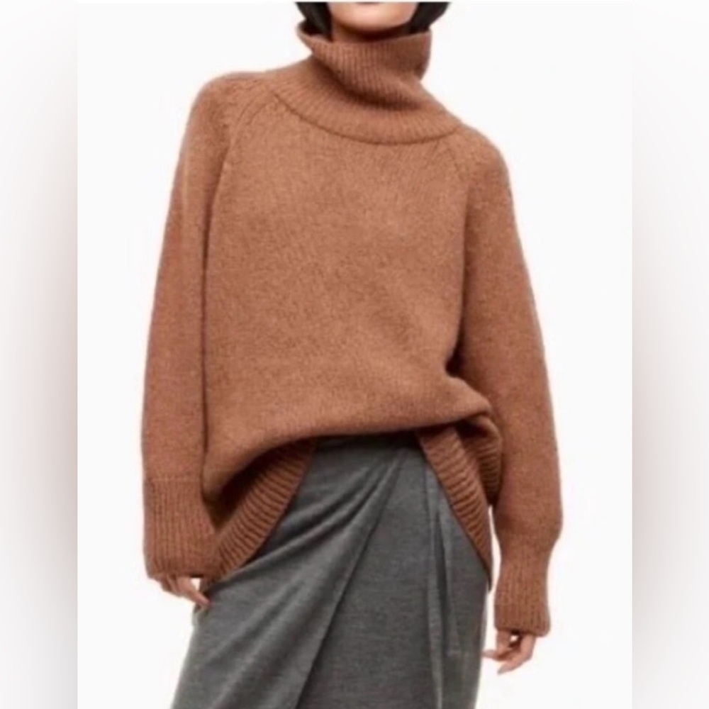 ARITZIA Wilfred Free Turtleneck Tan Sweater Small Wool Alpaca Blend Soft Neutral